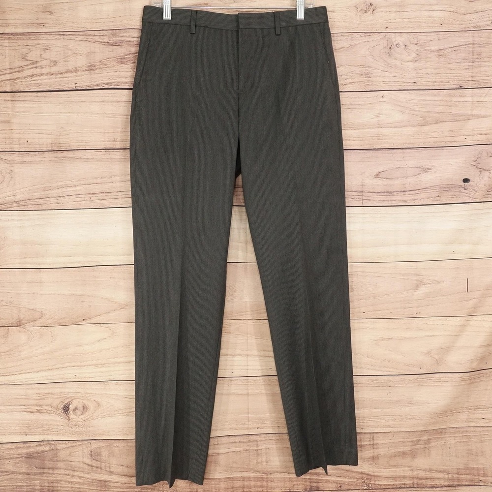 Express Producer Dress Pants Mens 32x32 Gray Slim Fit Pinstripe Stretch Business